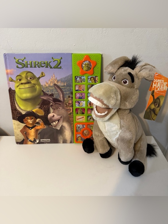 Shrek Other - Vintage 2004 Shrek 2 Donkey Plush & Interactive Book